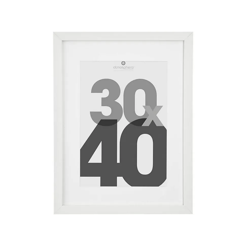 Cadre photo Eva - bois et verre - blanc - 30x40 cm - Atmosphera