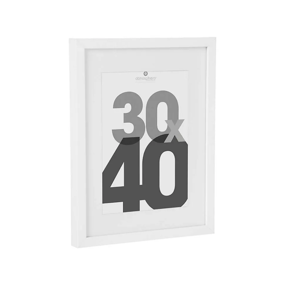 Cadre photo Eva - bois et verre - blanc - 30x40 cm - Atmosphera
