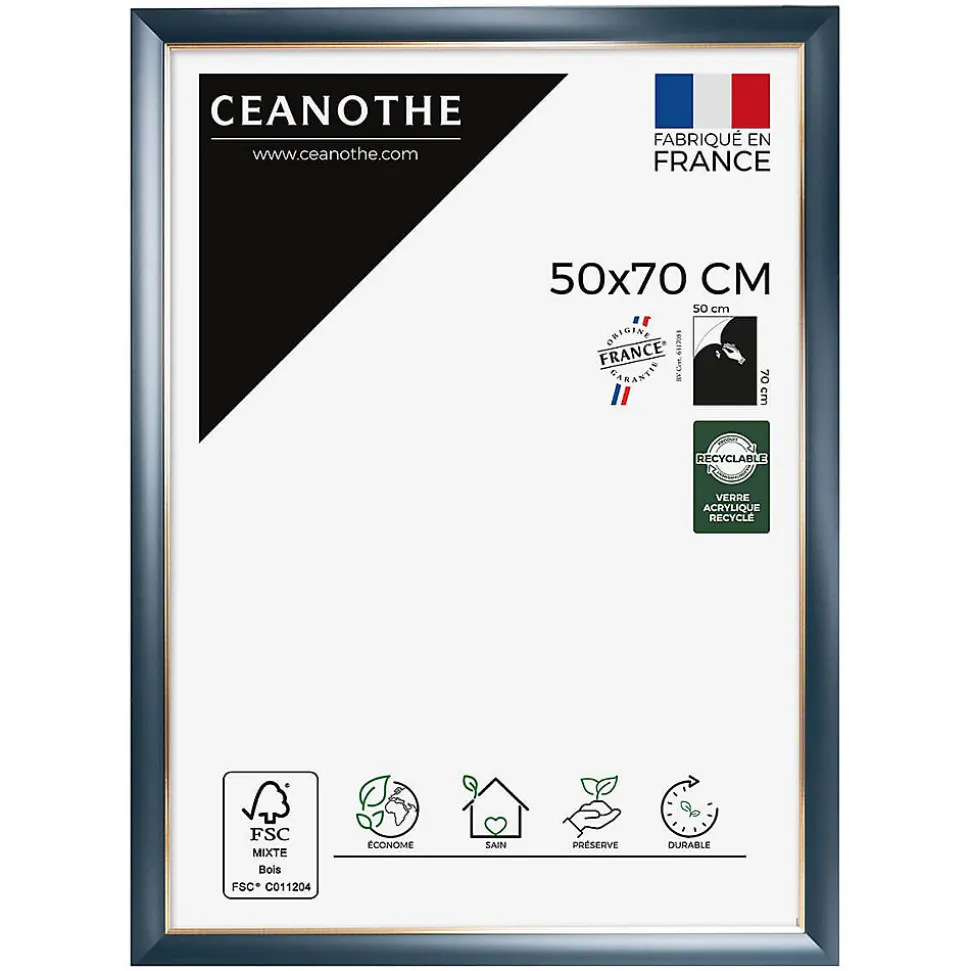 Cadre photo hades bleu doré 50x70 cm Fabriqué en France