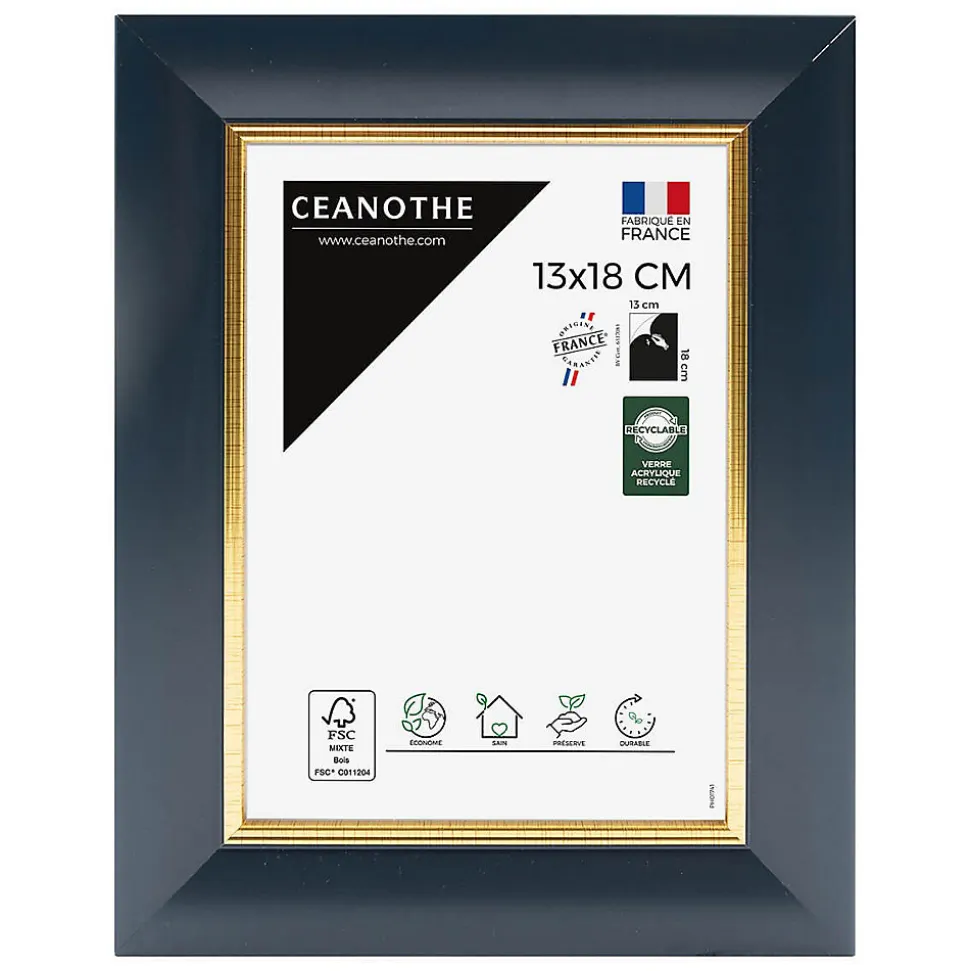 Cadre photo hades bleu doré 13x18 cm Fabriqué en France