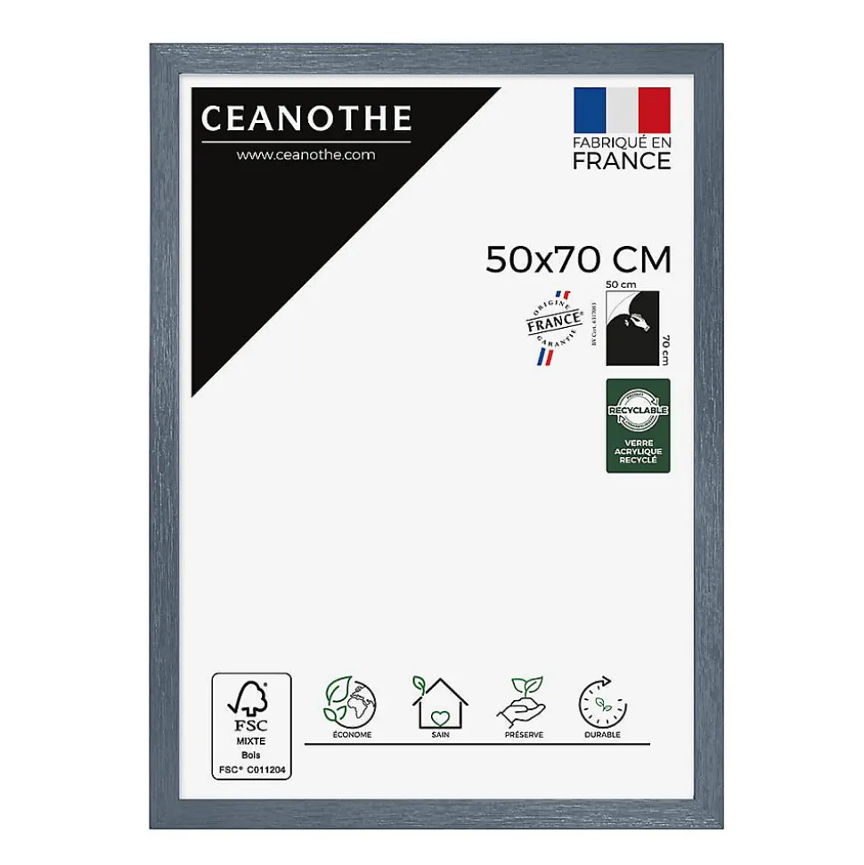 Cadre photo karma gris bleuté 50x70 cm Fabriqué en France