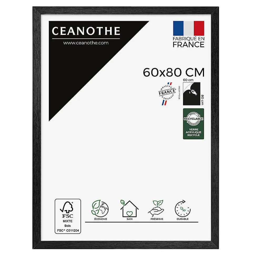 Cadre photo karma noir 60x80 cm Fabriqué en France
