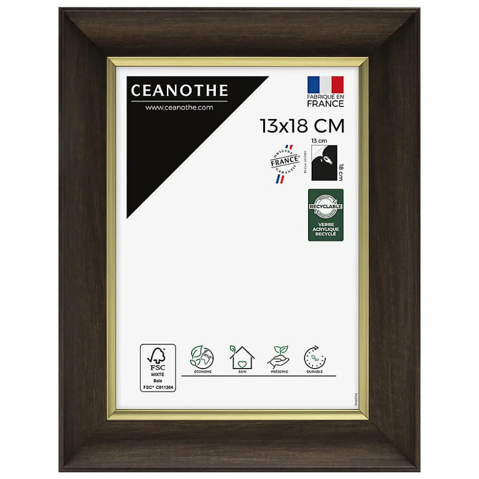 Cadre photo luna ébène doré 13x18 cm Fabriqué en France