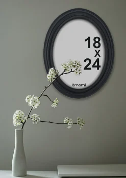 Cadre photo ovale noir 18 x 25 cm Ornami