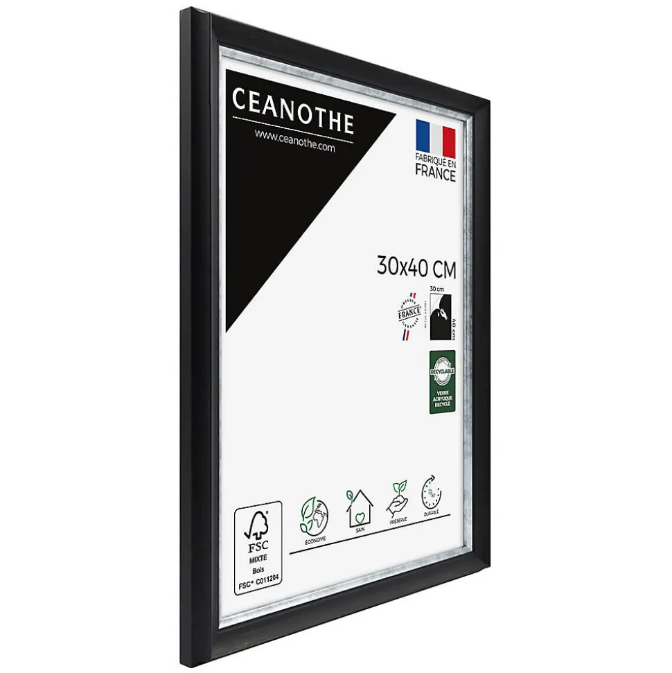 Cadre photo pandore noir argent 30x40 cm Fabriqué en France