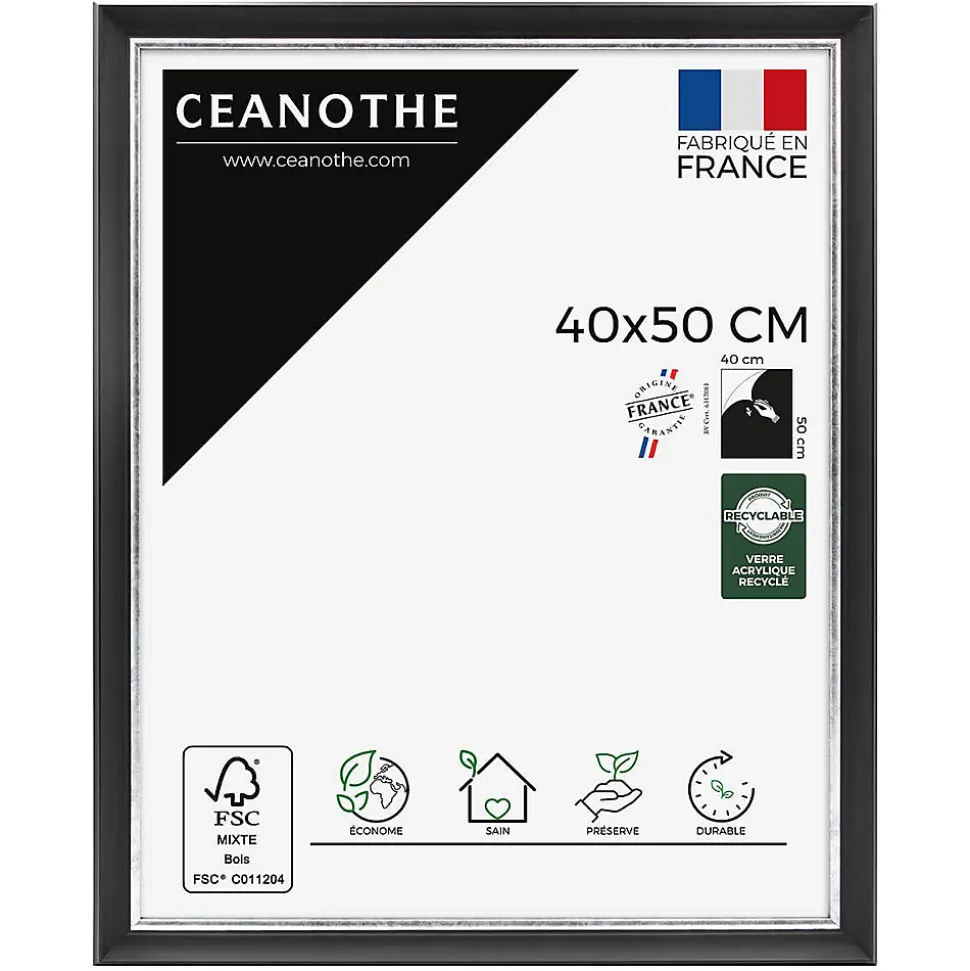Cadre photo pandore noir argent 40x50 cm Fabriqué en France