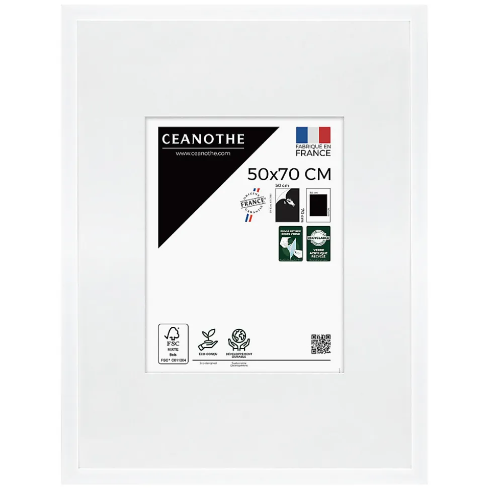 Cadre photo wild blanc 50x70 cm avec passe-partout 30x40 cm Fabriqué en France