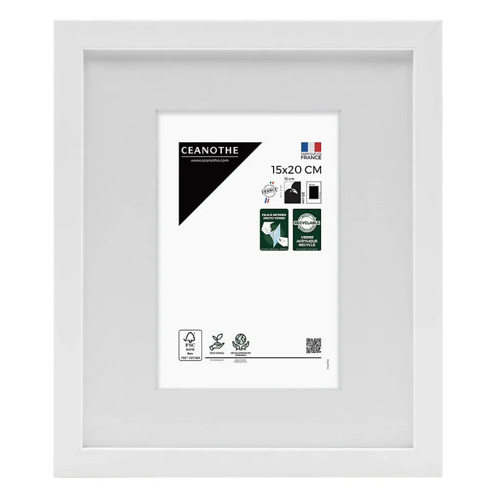 Cadre photo wild blanc 18x24 cm avec passe-partout 10x15 cm Fabriqué en France