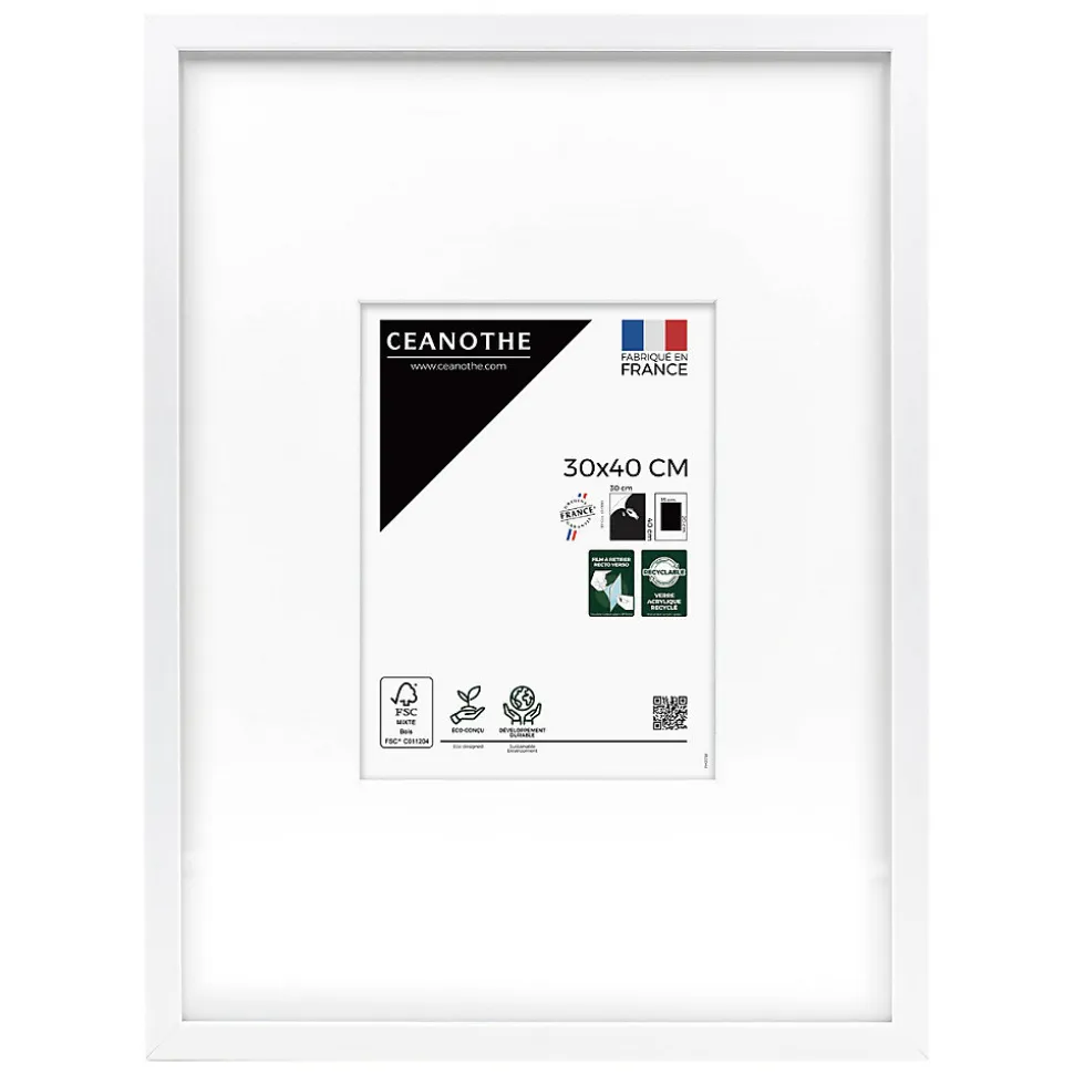 Cadre photo wild blanc 30x40 cm avec passe-partout 15x20 cm Fabriqué en France