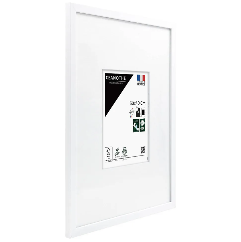 Cadre photo wild blanc 30x40 cm avec passe-partout 15x20 cm Fabriqué en France