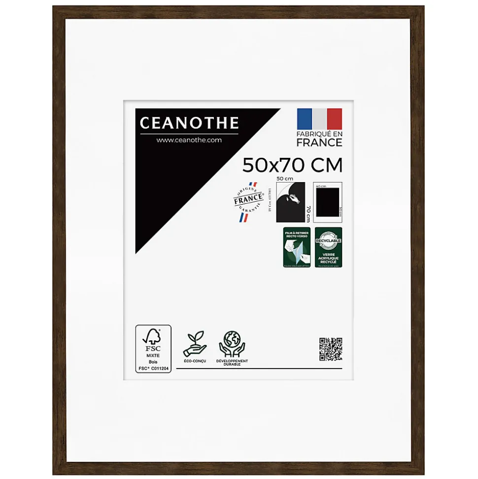 Cadre photo wild ébène 50x70 cm avec passe-partout 30x40 cm Fabriqué en France