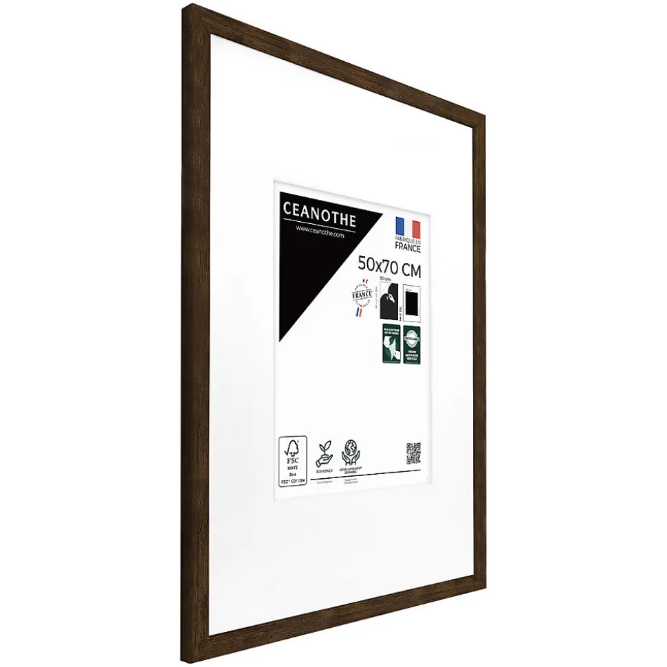 Cadre photo wild ébène 50x70 cm avec passe-partout 30x40 cm Fabriqué en France