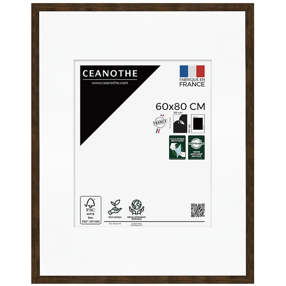 Cadre photo wild ébène 60x80 cm avec passe-partout 40x50 cm Fabriqué en France