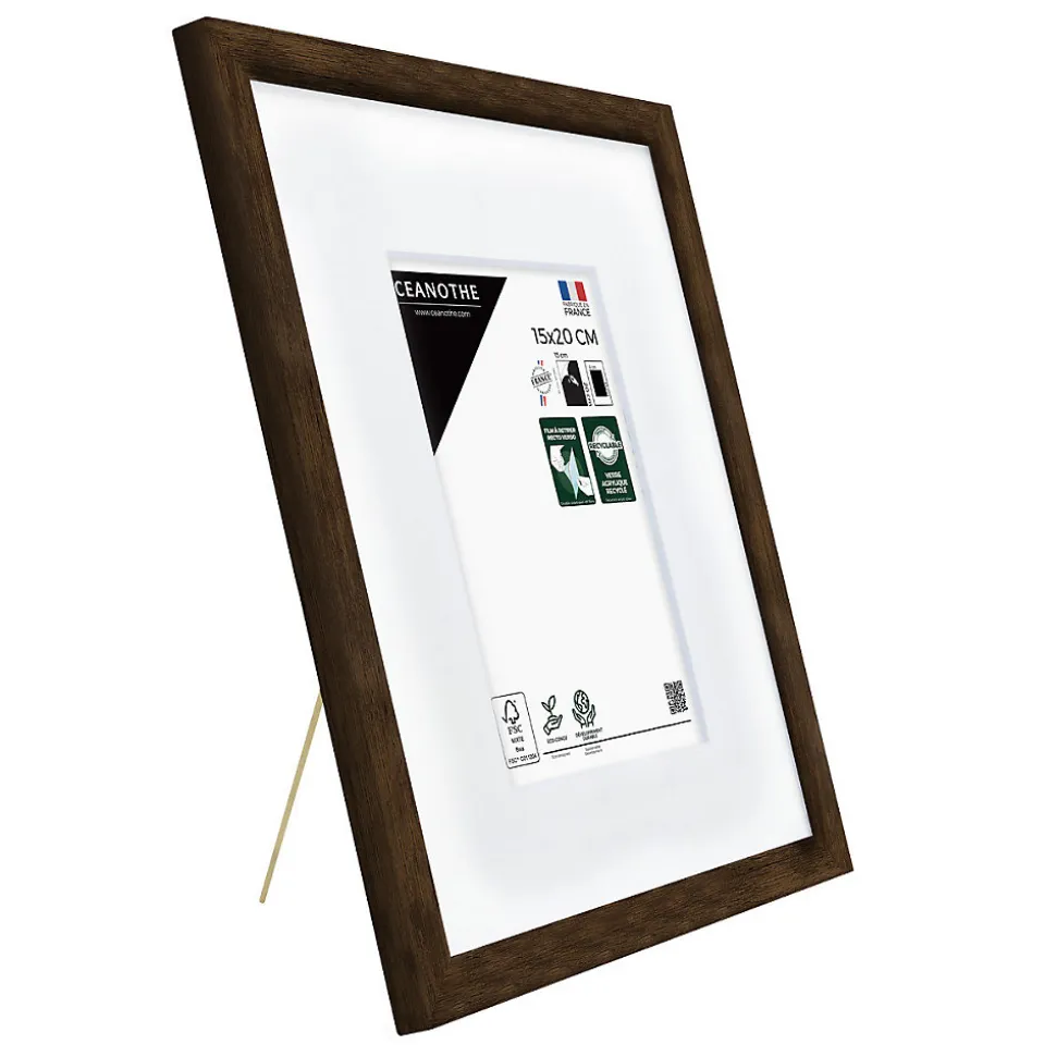 Cadre photo wild ébène 15x20 cm avec passe-partout 9x13 cm Fabriqué en France