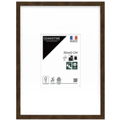Cadre photo wild ébène 30x40 cm avec passe-partout 15x20 cm Fabriqué en France