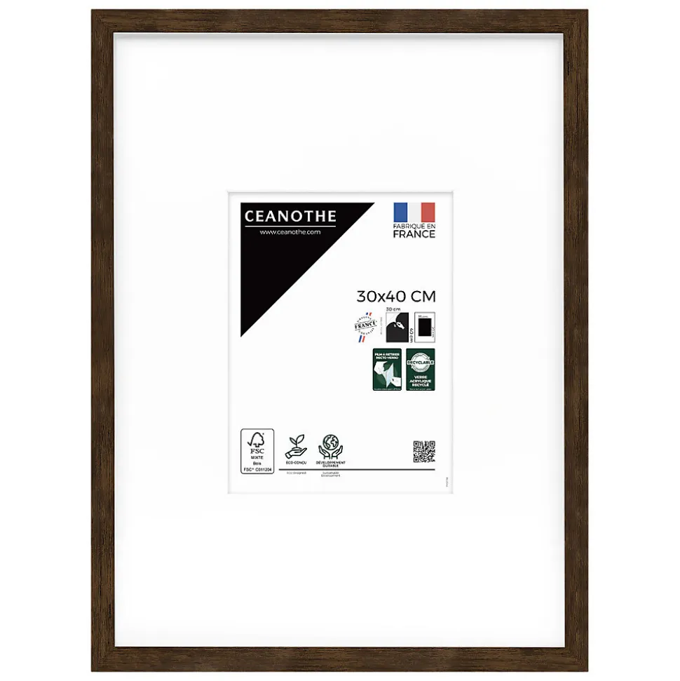 Cadre photo wild ébène 30x40 cm avec passe-partout 15x20 cm Fabriqué en France