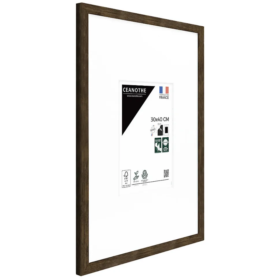 Cadre photo wild ébène 30x40 cm avec passe-partout 15x20 cm Fabriqué en France