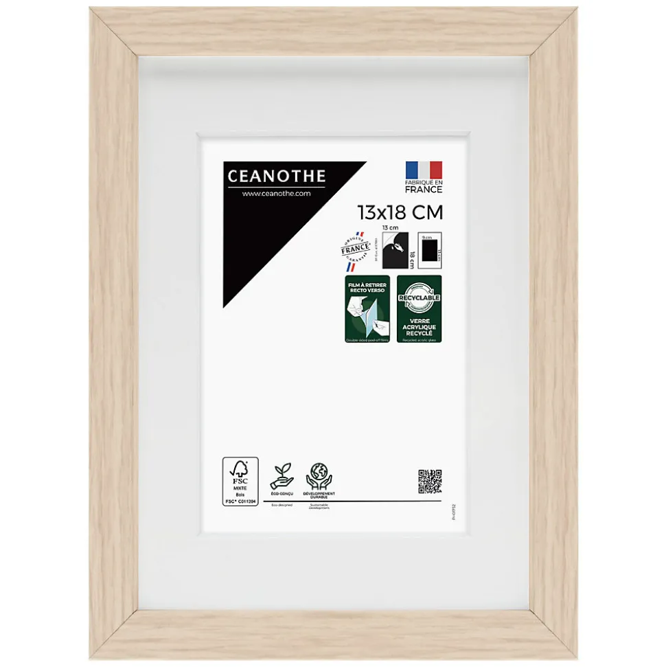 Cadre photo wild brut 13x18 cm avec passe-partout 9x13 cm Fabriqué en France