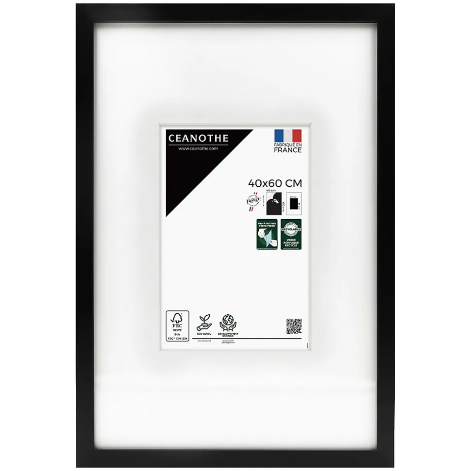 Cadre photo wild noir 40x60 cm avec passe-partout 20x30 cm Fabriqué en France