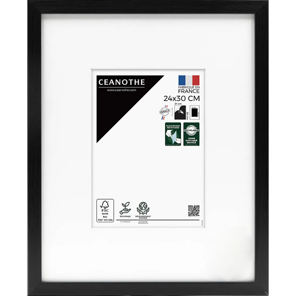 Cadre photo wild noir 24x30 cm avec passe-partout 13x18 cm Fabriqué en France