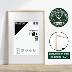 Cadre photo 40x60 cm chêne alba avec passe-partout 30x40 cm Fabriqué en France