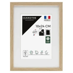 Cadre photo 18x24 cm chêne alba avec passe-partout 13x18 cm Fabriqué en France