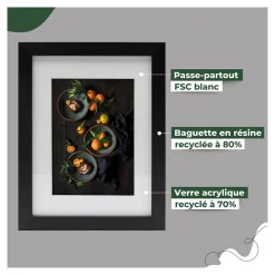 Cadre photo 50x70 cm milan blanc avec passe-partout 40x50 cm Fabriqué en France