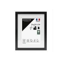 Cadre photo 24x30 cm milan noir avec passe-partout 18x24 cm Fabriqué en France
