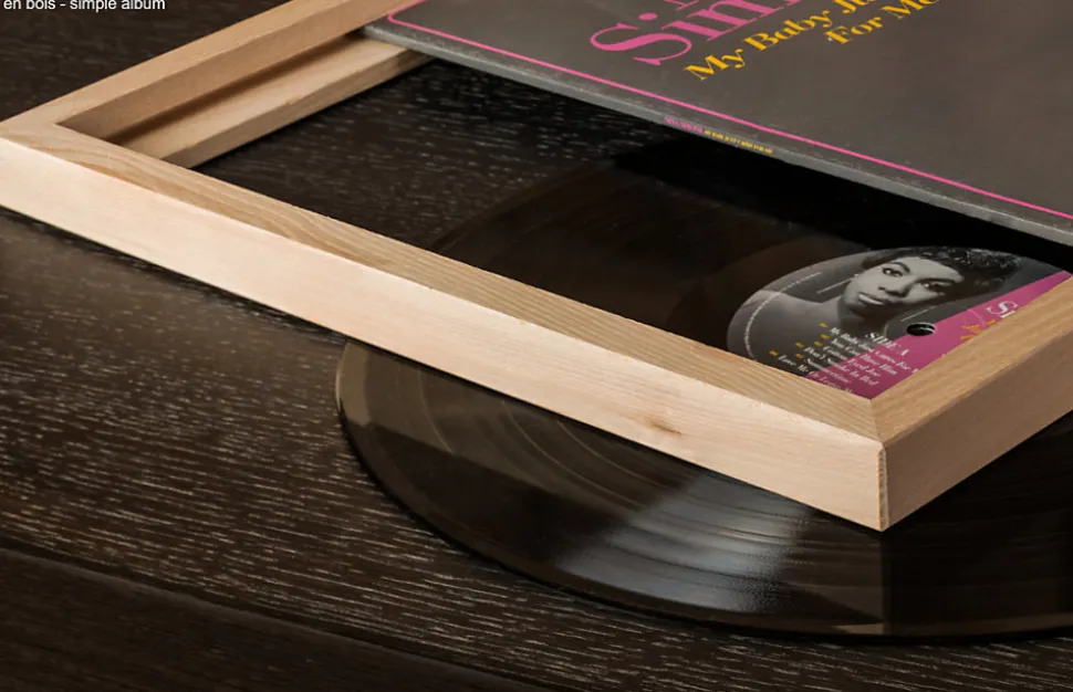 Cadre porte disque chêne massif - accrocher vos pochettes de vinyle au mur.