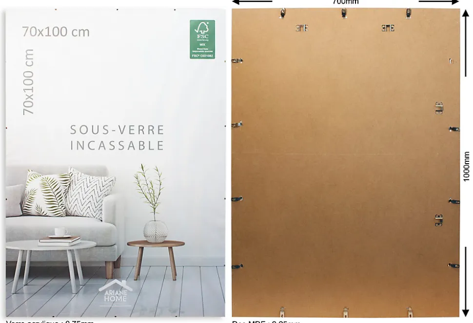 Cadre sous-verre Ariane Home l.70 x H.100 cm