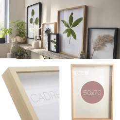 Cadre vitrine vide bois l.50 x H.70 cm