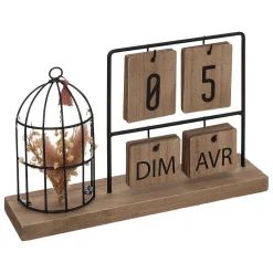 Calendrier en bois & métal H18,5cm - Atmosphera