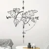Carte du Monde Stickers Muraux Boussole Nautique Autocollant Décoration Murale pour Salon Chambre Bureau