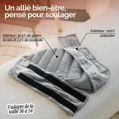 Ceinture lombaires chauffante avec bandes auto-agrippantes réglable taille 36 à 54 - Gris clair - Vivezen