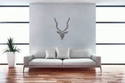 cerf décoratif bois S Deisgn cornes en aluminium 33cm décoration murale Nouvelles FineBuy