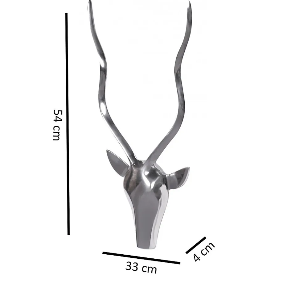cerf décoratif bois S Deisgn cornes en aluminium 33cm décoration murale Nouvelles FineBuy