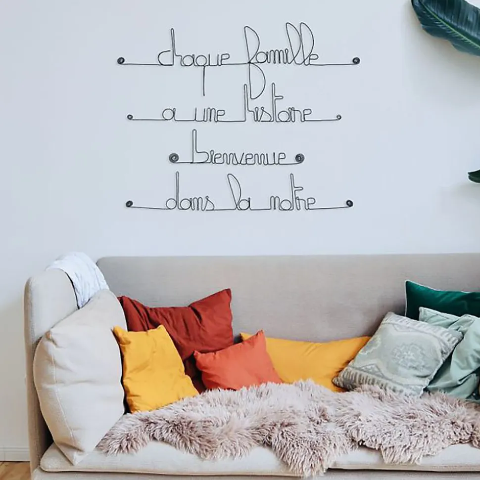Chaque famille a une histoire bienvenue dans la nôtre - Sculpture fil de fer 50-60 cm - Bijoux de mur