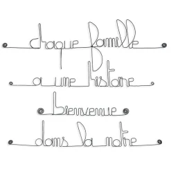 Chaque famille a une histoire bienvenue dans la nôtre - Sculpture fil de fer 50-60 cm - Bijoux de mur