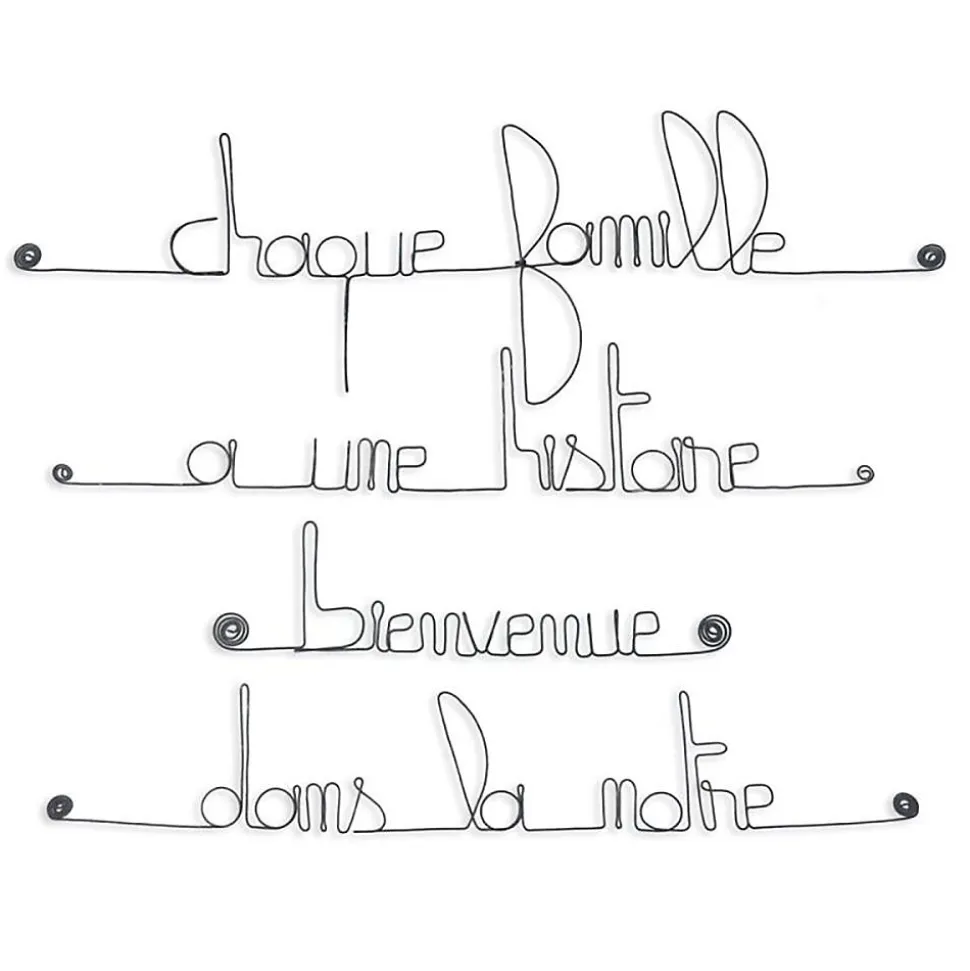 Chaque famille a une histoire bienvenue dans la nôtre - Sculpture fil de fer 50-60 cm - Bijoux de mur