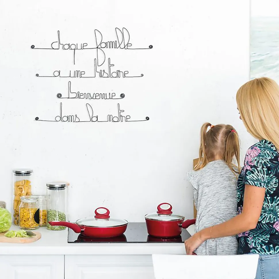 Chaque famille a une histoire bienvenue dans la nôtre - Sculpture fil de fer 50-60 cm - Bijoux de mur