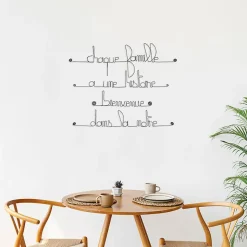 Chaque famille a une histoire bienvenue dans la nôtre - Sculpture fil de fer 50-60 cm - Bijoux de mur