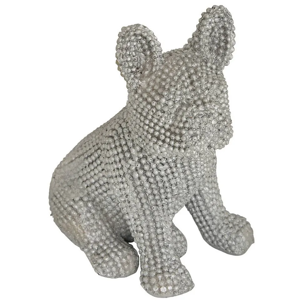 Chien déco Eden H.10cm assorti - Argenté- Atmosphera