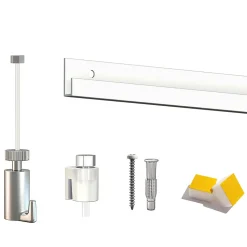 Cimaise Box Artiteq Classic PREMIUM + fils perlon - Kit accrochage tableau 10 mètres , Blanc laqué