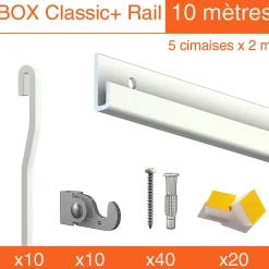 Cimaise Box Artiteq Classic+ PREMIUM - 80kg - Kit accrochage tableau 6 mètres , Gris
