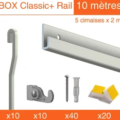 Cimaise Box Artiteq Classic+ PREMIUM - 80kg - Kit accrochage tableau 6 mètres , Gris