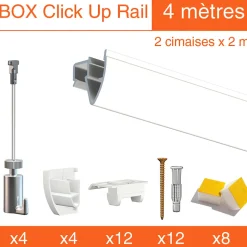 Cimaise Box Artiteq Click Up Plafond PREMIUM - Kit accrochage tableau 6 mètres