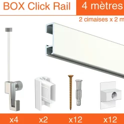 Cimaise Box Artiteq Click ÉCO - Kit accrochage tableau 6 mètres , Blanc mat à peindre