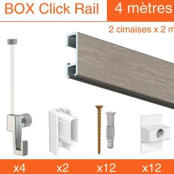 Cimaise Box Artiteq Click ÉCO - Kit accrochage tableau 20 mètres , Alu brossé