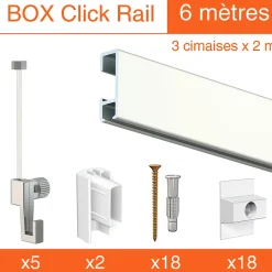 Cimaise Box Artiteq Click ÉCO - Kit accrochage tableau 20 mètres , Alu brossé
