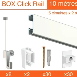 Cimaise Box Artiteq Click ÉCO - Kit accrochage tableau 6 mètres , Blanc laqué